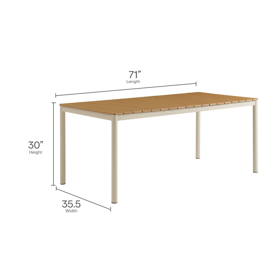Yuzu Outdoor Patio Aluminum Faux Wood Dining Set with Benches in Natural