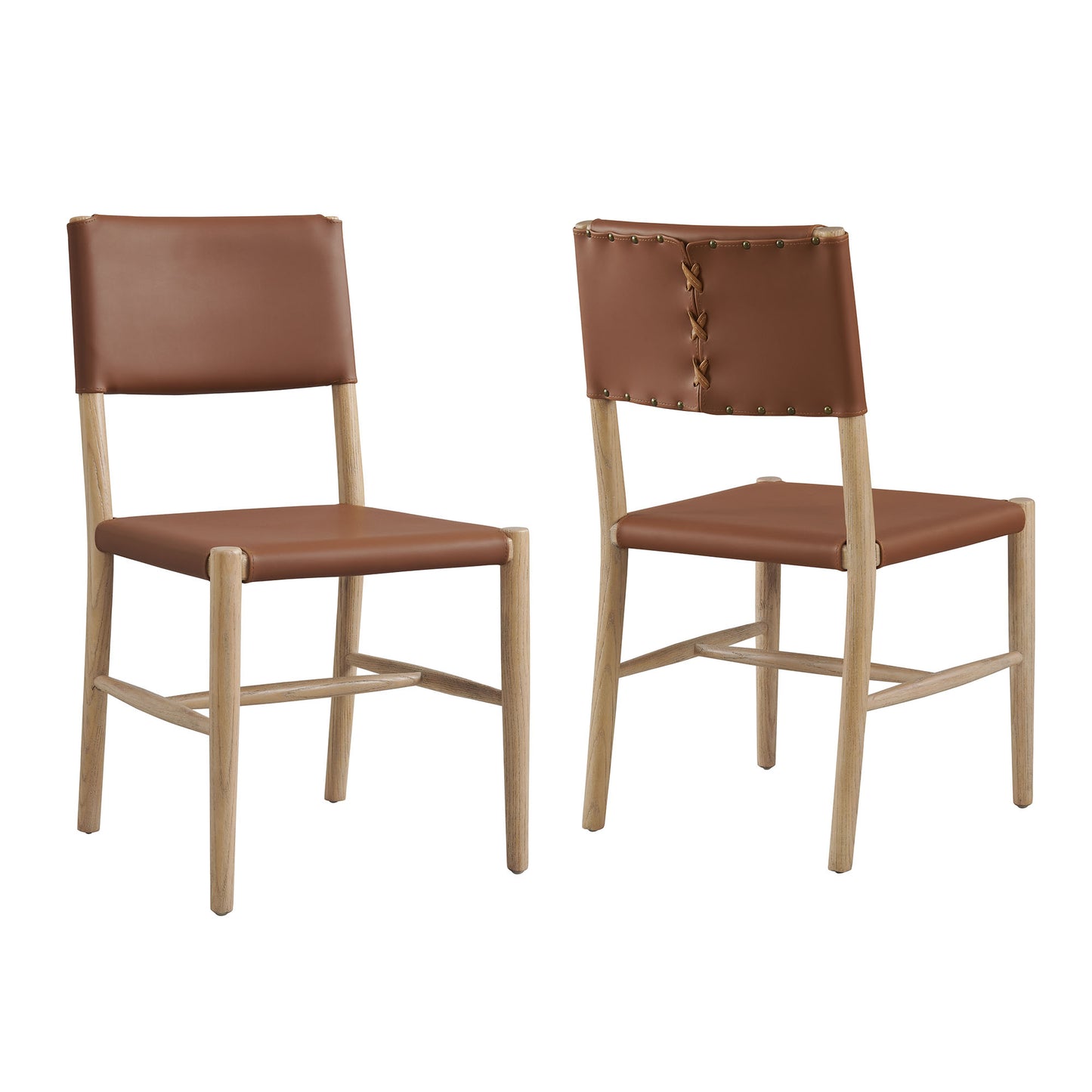 Dover Wood Vegan Leather Dining Side Chairs Set of 2 by Furniture For America