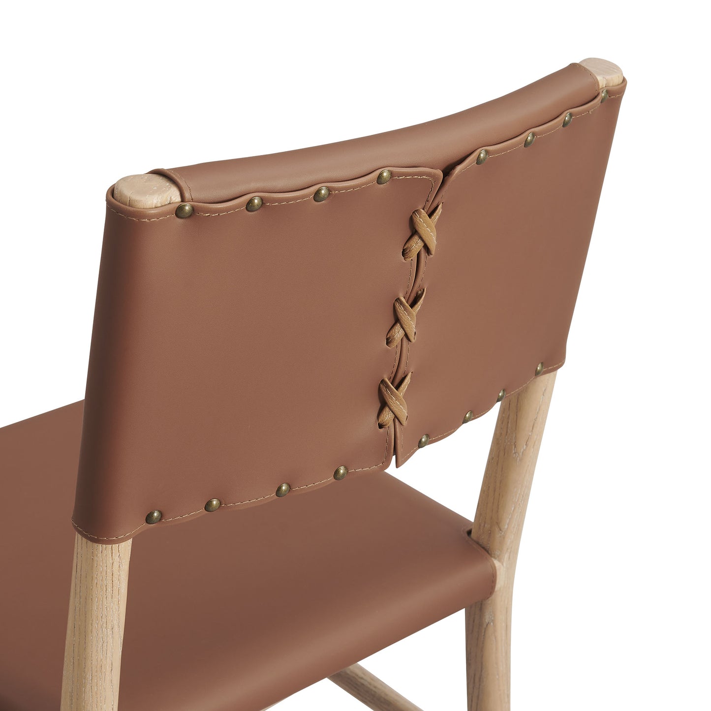 Dover Wood Vegan Leather Dining Side Chairs Set of 2 by Furniture For America