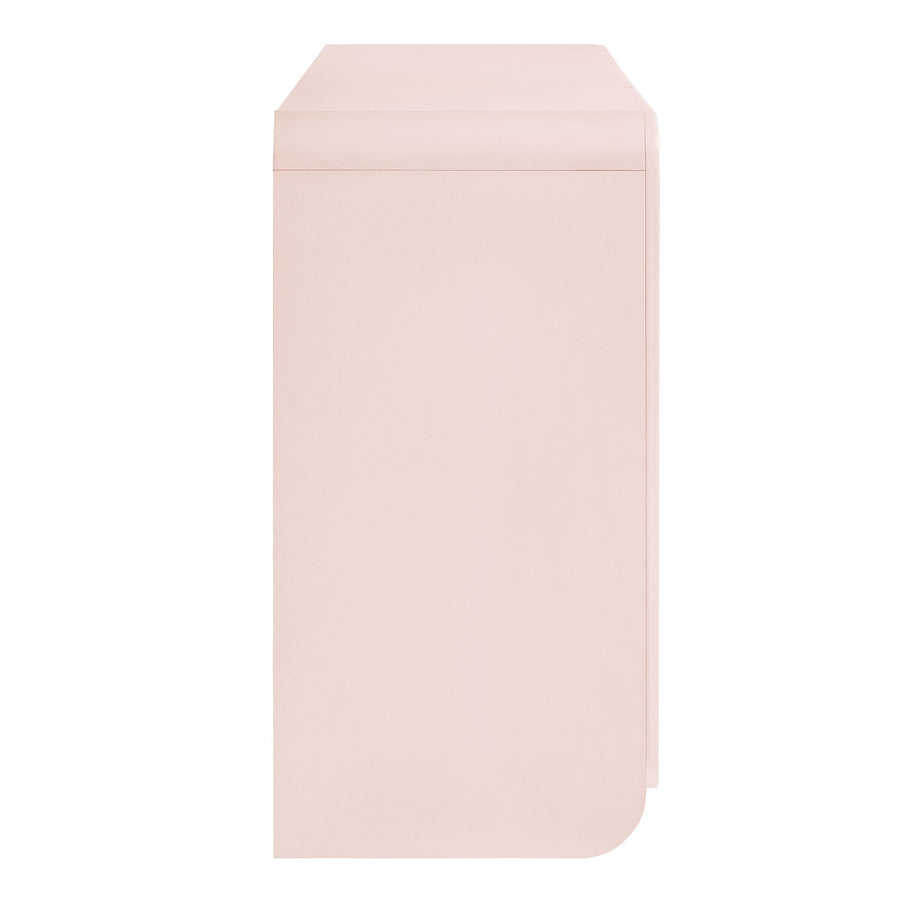 Hugo Fluted and Scalloped Sideboard Storage Cabinet in Soft Pink