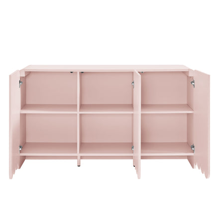 Dahlia Fluted and Scalloped Sideboard Storage Cabinet in Soft Pink