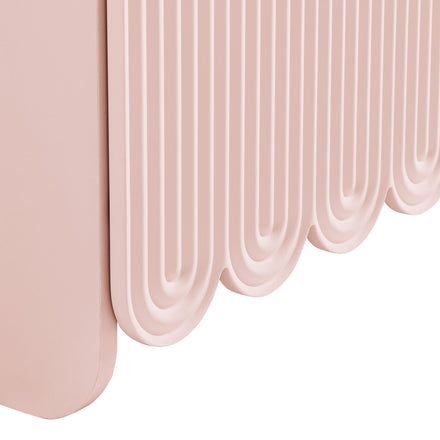 Dahlia Fluted and Scalloped Sideboard Storage Cabinet in Soft Pink