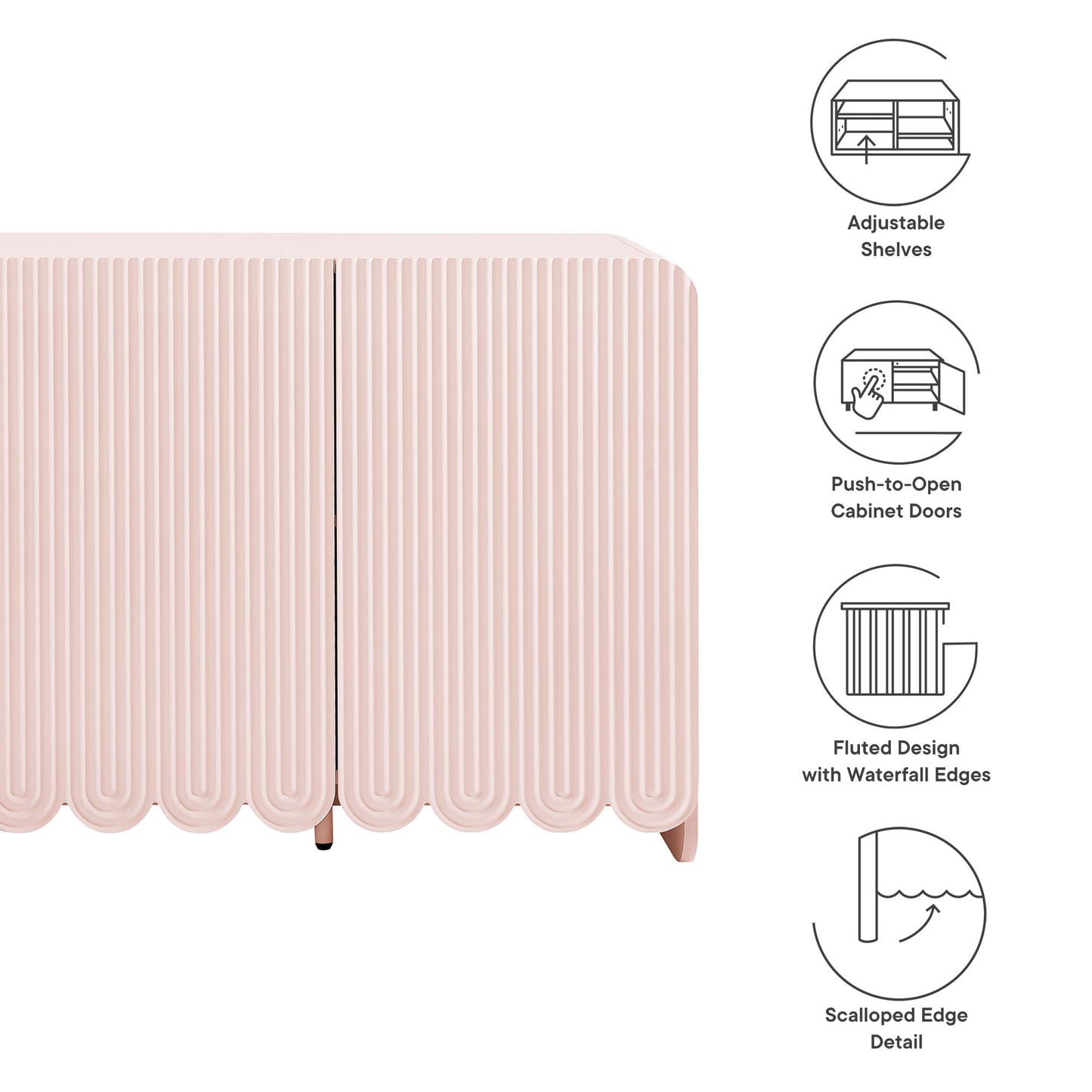Dahlia Fluted and Scalloped Sideboard Storage Cabinet by Furniture For America