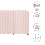 Hugo Fluted and Scalloped Sideboard Storage Cabinet in Soft Pink