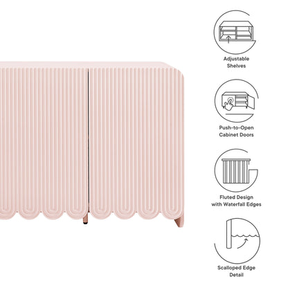 Dahlia Fluted and Scalloped Sideboard Storage Cabinet by Furniture For America