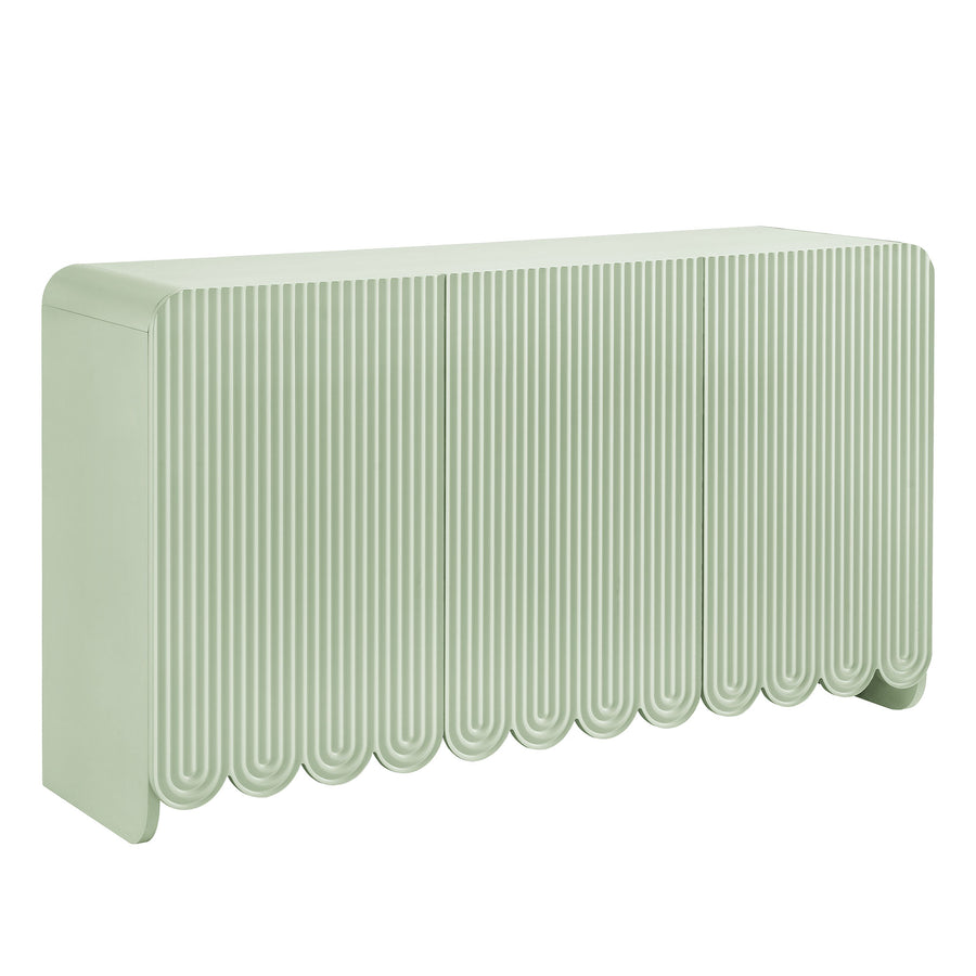 Hugo Fluted and Scalloped Sideboard Storage Cabinet in Sage