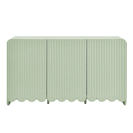 Dahlia Fluted and Scalloped Sideboard Storage Cabinet in Sage