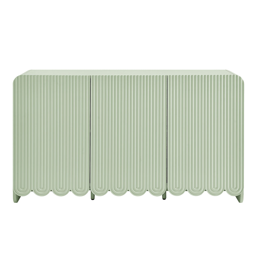 Hugo Fluted and Scalloped Sideboard Storage Cabinet in Sage