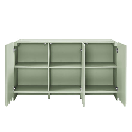 Dahlia Fluted and Scalloped Sideboard Storage Cabinet in Sage