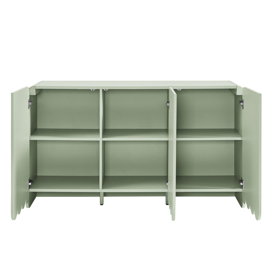 Hugo Fluted and Scalloped Sideboard Storage Cabinet in Sage