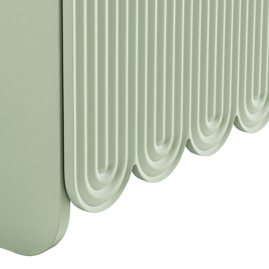 Hugo Fluted and Scalloped Sideboard Storage Cabinet in Sage