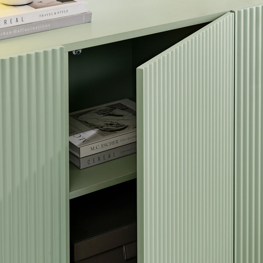 Hugo Fluted and Scalloped Sideboard Storage Cabinet in Sage