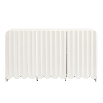 Dahlia Fluted and Scalloped Sideboard Storage Cabinet in White
