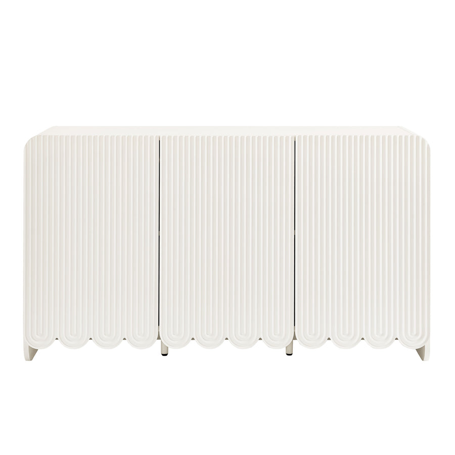 Hugo Fluted and Scalloped Sideboard Storage Cabinet in White