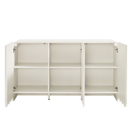 Dahlia Fluted and Scalloped Sideboard Storage Cabinet in White