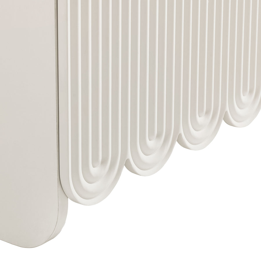 Hugo Fluted and Scalloped Sideboard Storage Cabinet in White