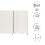 Hugo Fluted and Scalloped Sideboard Storage Cabinet in White