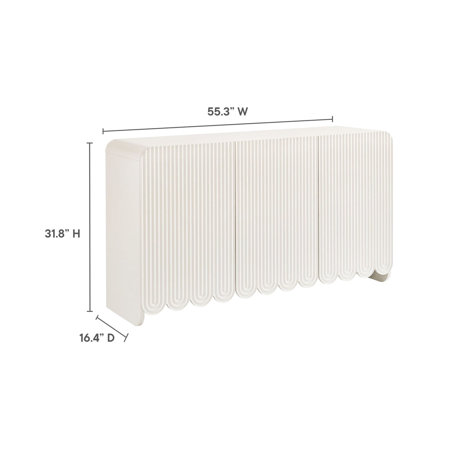 Dahlia Fluted and Scalloped Sideboard Storage Cabinet by Furniture For America