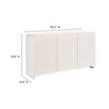 Hugo Fluted and Scalloped Sideboard Storage Cabinet in White