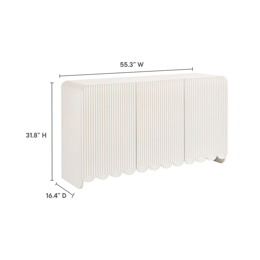 Hugo Fluted and Scalloped Sideboard Storage Cabinet in White