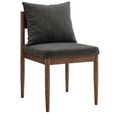 Tweed Wood Dining Side Chair in Charcoal