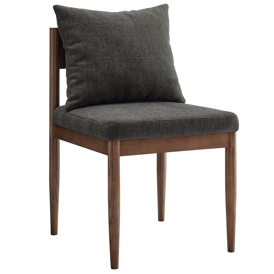 Tweed Wood Dining Side Chair in Charcoal