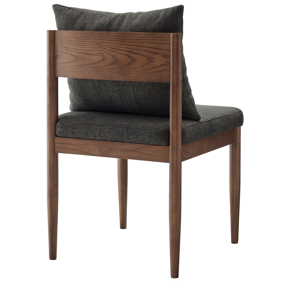 Tweed Wood Dining Side Chair in Charcoal