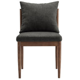 Tweed Wood Dining Side Chair in Charcoal