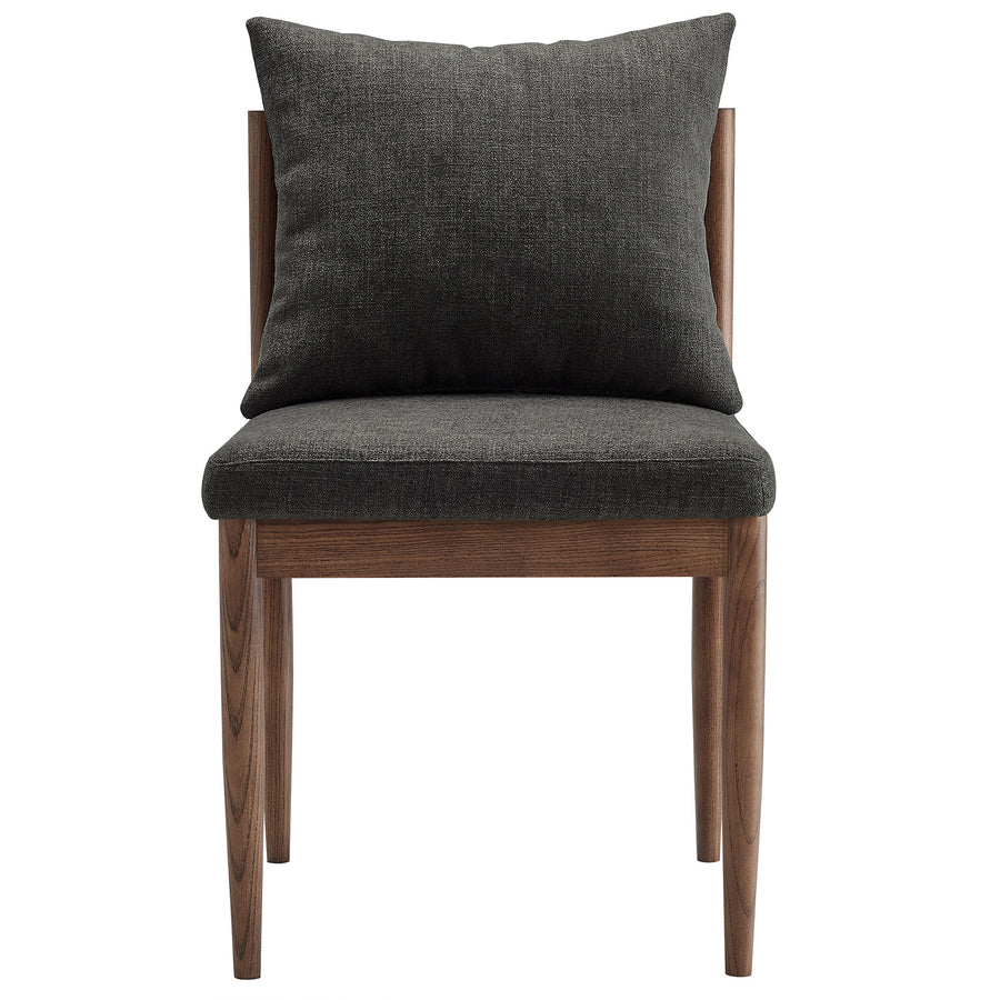 Tweed Wood Dining Side Chair in Charcoal