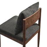 Tweed Wood Dining Side Chair in Charcoal
