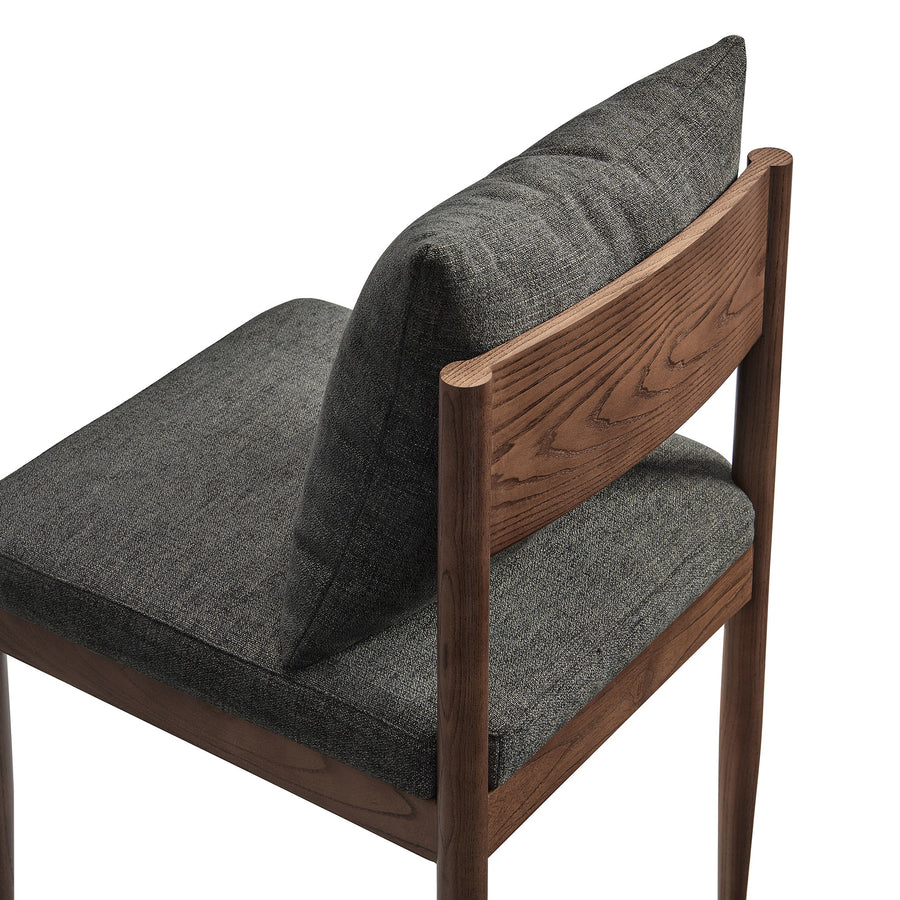 Tweed Wood Dining Side Chair in Charcoal