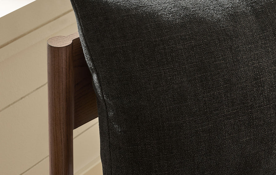 Tweed Wood Dining Side Chair in Charcoal