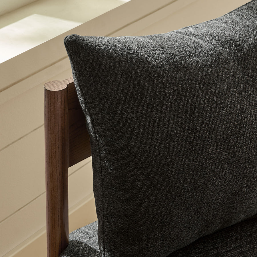 Tweed Wood Dining Side Chair in Charcoal