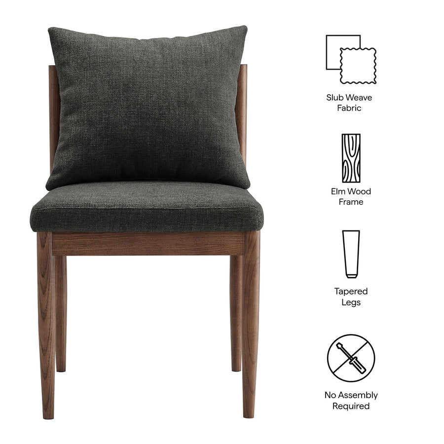 Tweed Wood Dining Side Chair in Charcoal