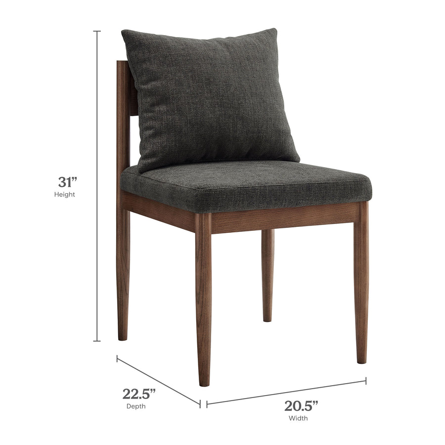 Tweed Wood Dining Side Chair in Charcoal