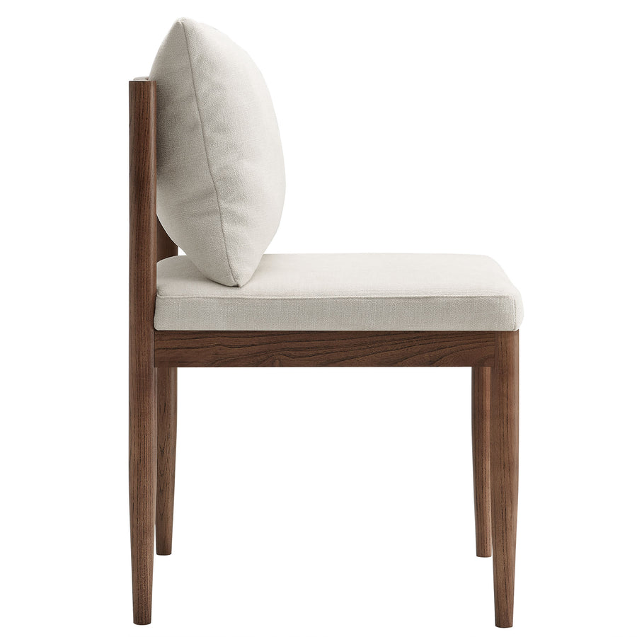 Tweed Wood Dining Side Chair in Salt
