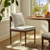 Tweed Wood Dining Side Chair in Salt