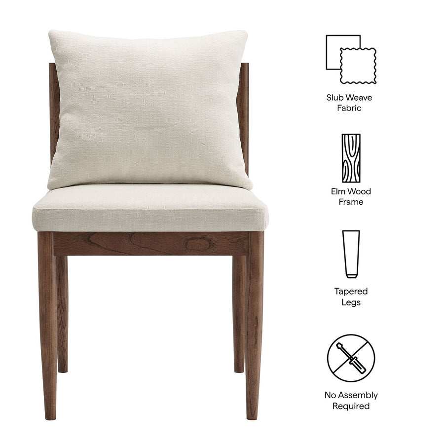 Tweed Wood Dining Side Chair in Salt