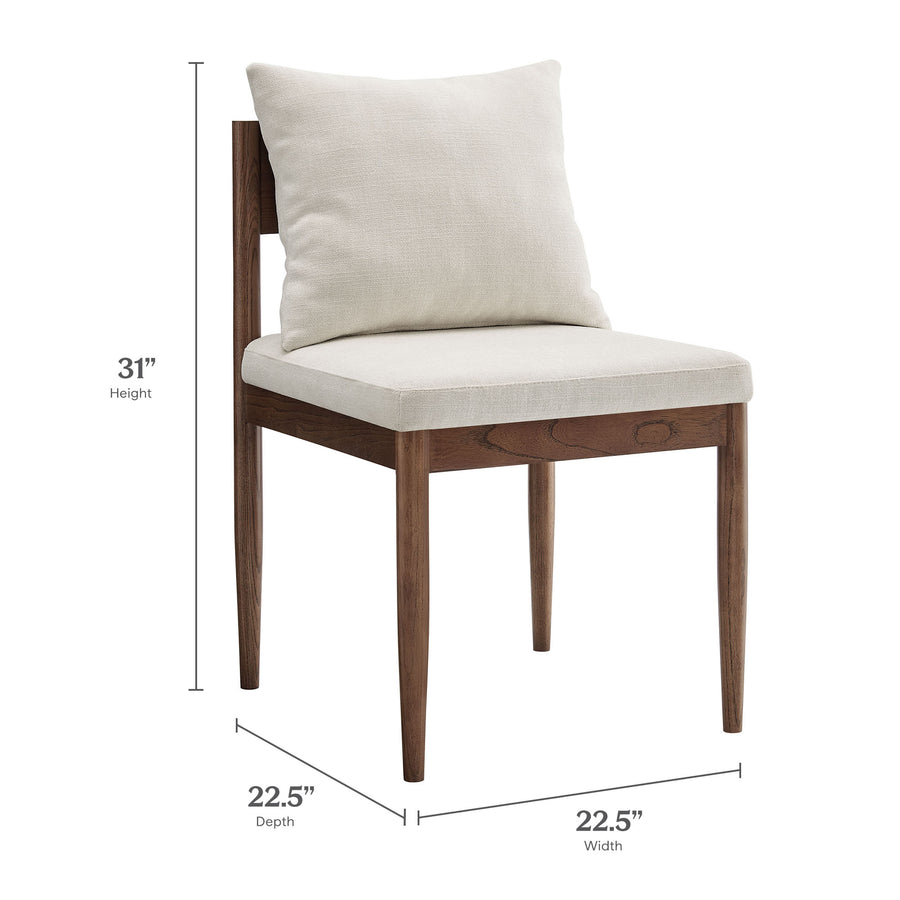 Tweed Wood Dining Side Chair in Salt