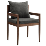 Tweed Wood Dining Armchair in Charcoal