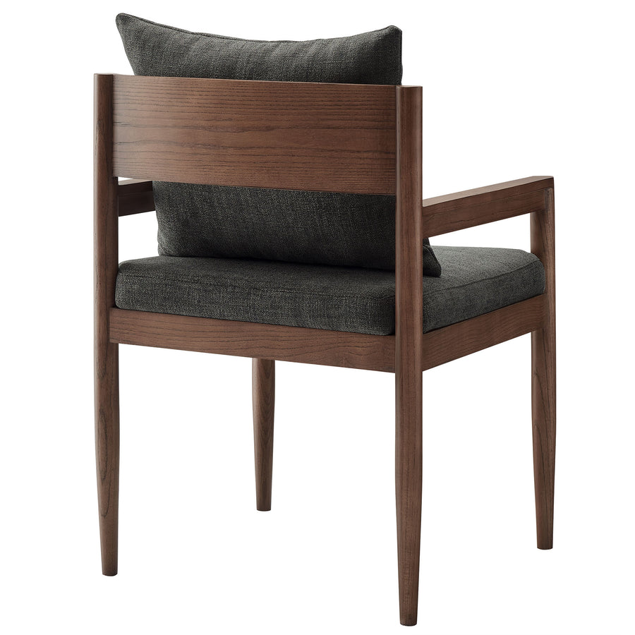 Tweed Wood Dining Armchair in Charcoal