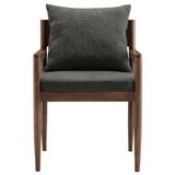 Tweed Wood Dining Armchair in Charcoal