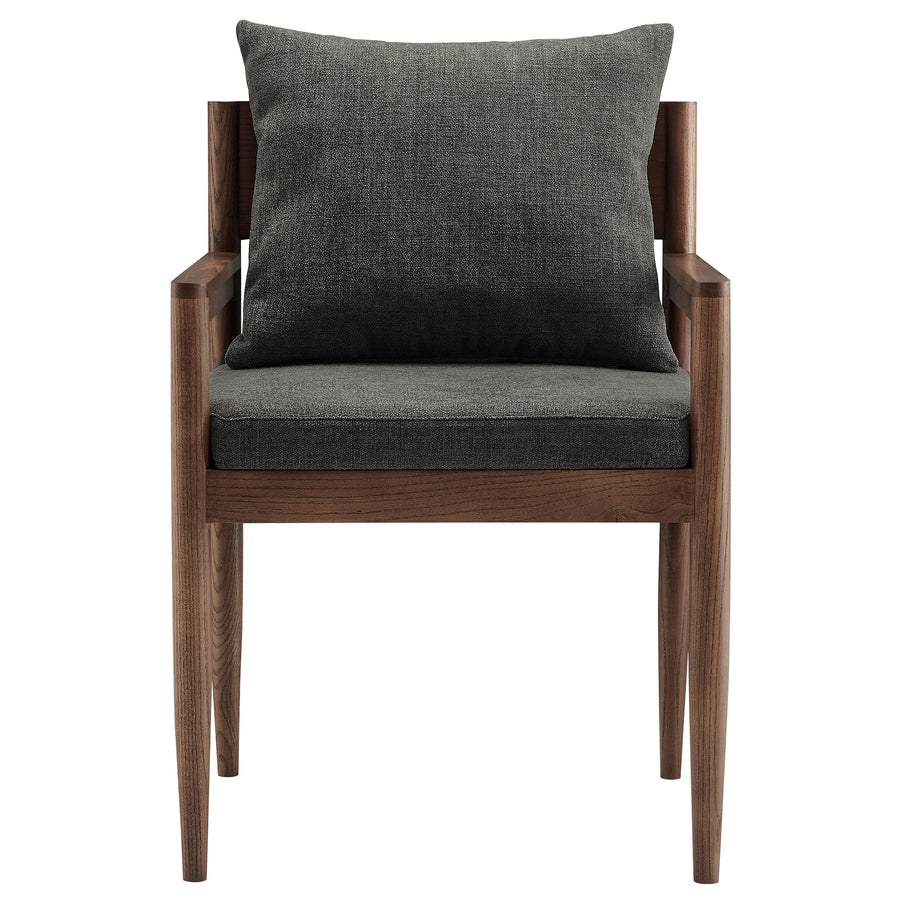 Tweed Wood Dining Armchair in Charcoal