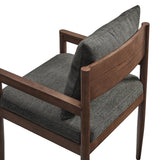 Tweed Wood Dining Armchair in Charcoal