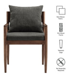 Tweed Wood Dining Armchair in Charcoal