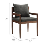 Tweed Wood Dining Armchair in Charcoal