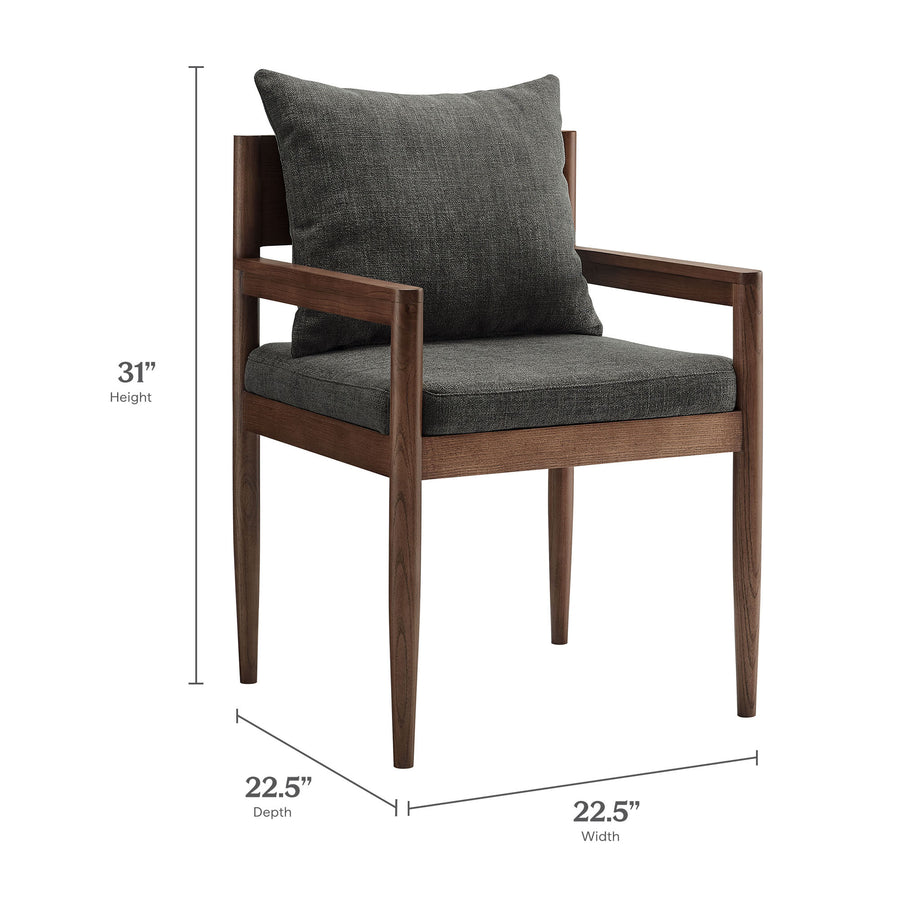 Tweed Wood Dining Armchair in Charcoal