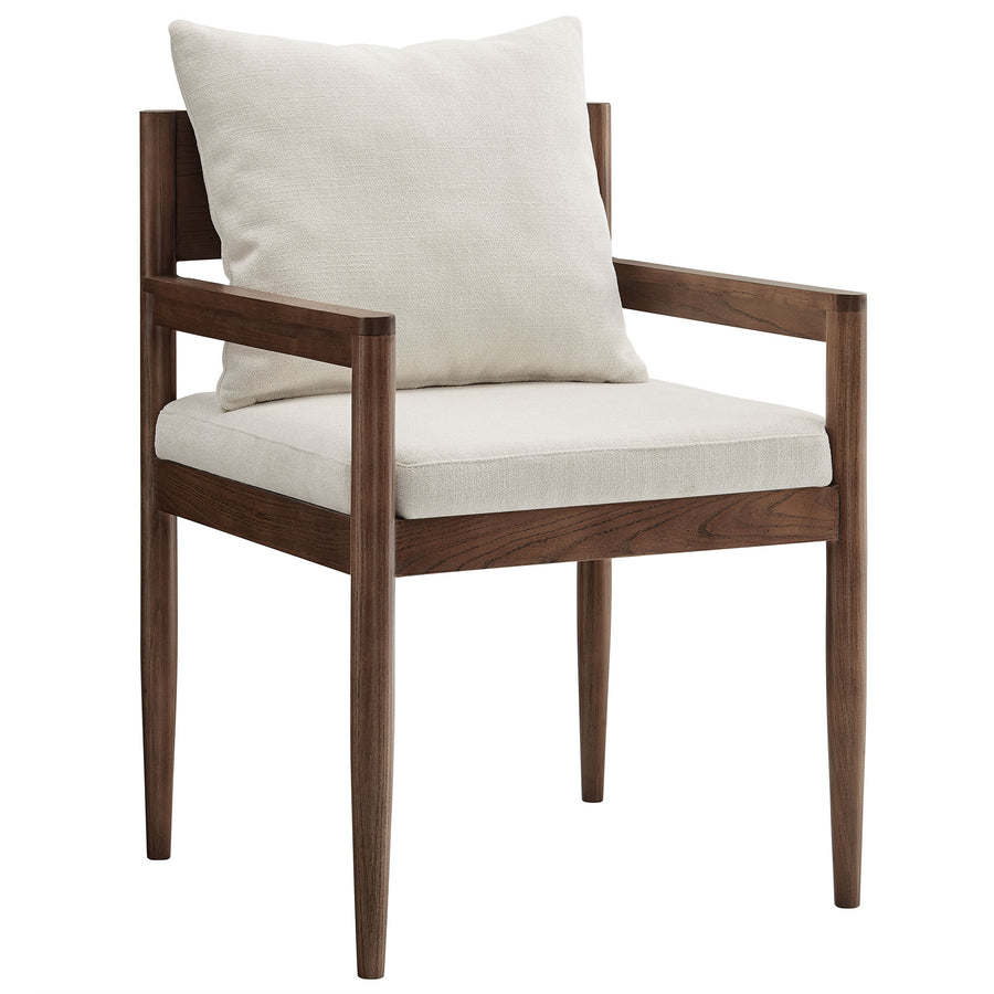 Tweed Wood Dining Armchair in Salt