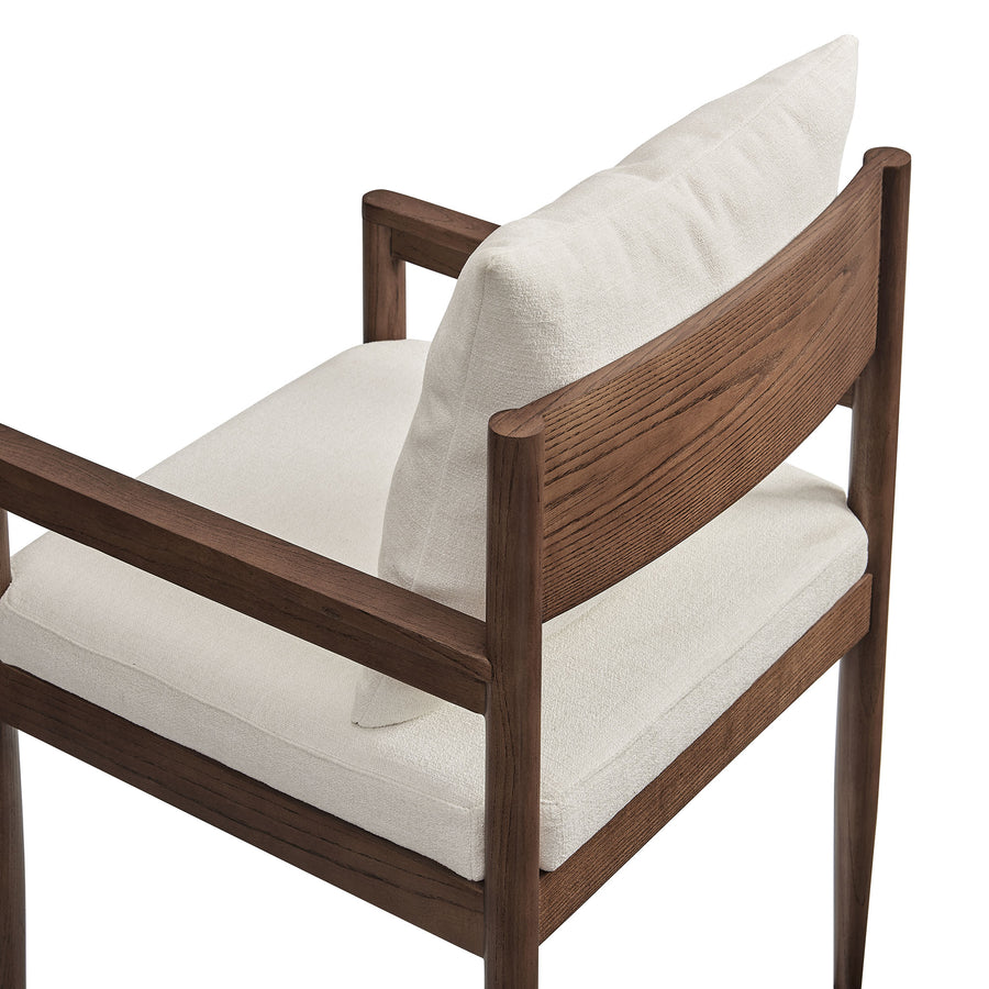 Tweed Wood Dining Armchair in Salt