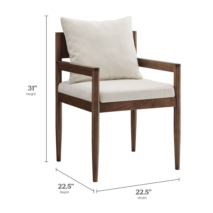Tweed Wood Dining Armchair in Salt